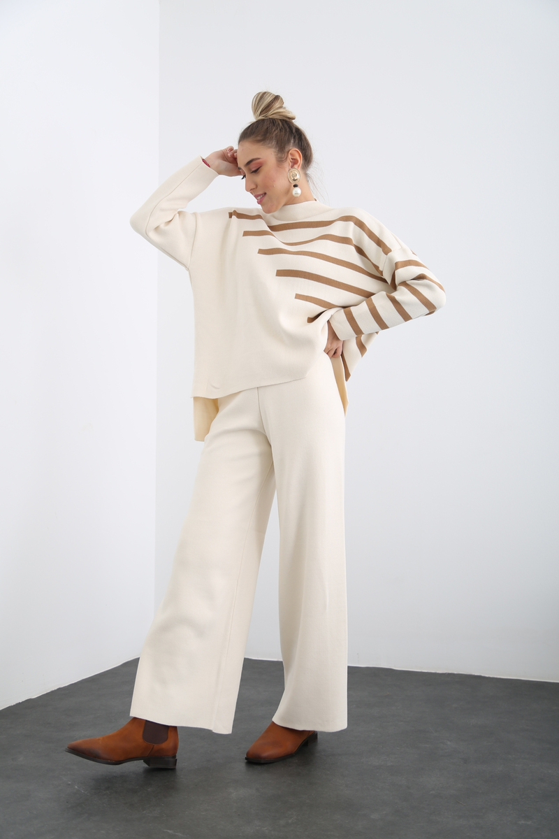 Camel Çizgili Triko Takım 5605/25