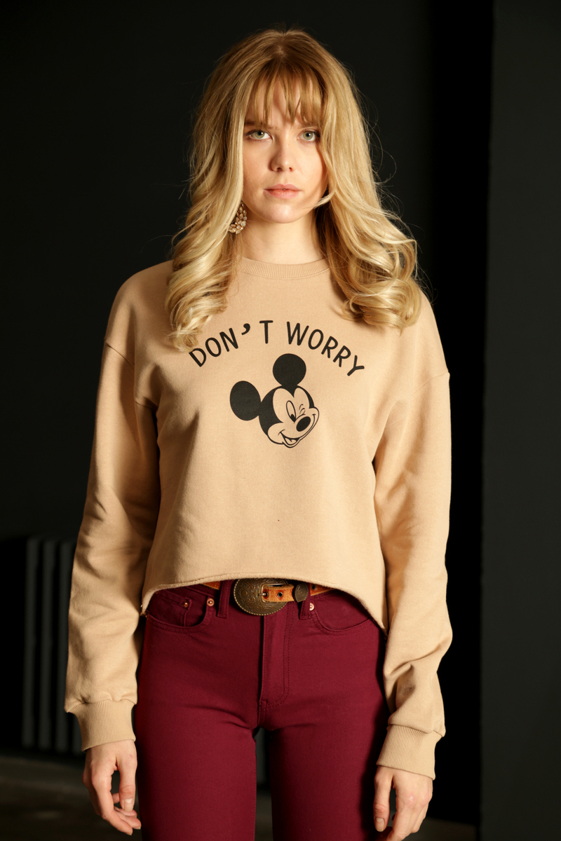 Camel Dont Worry Baskılı Sweatshirt