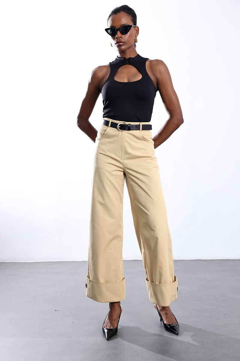 Camel Duble Paça Canvas Pantolon 1466