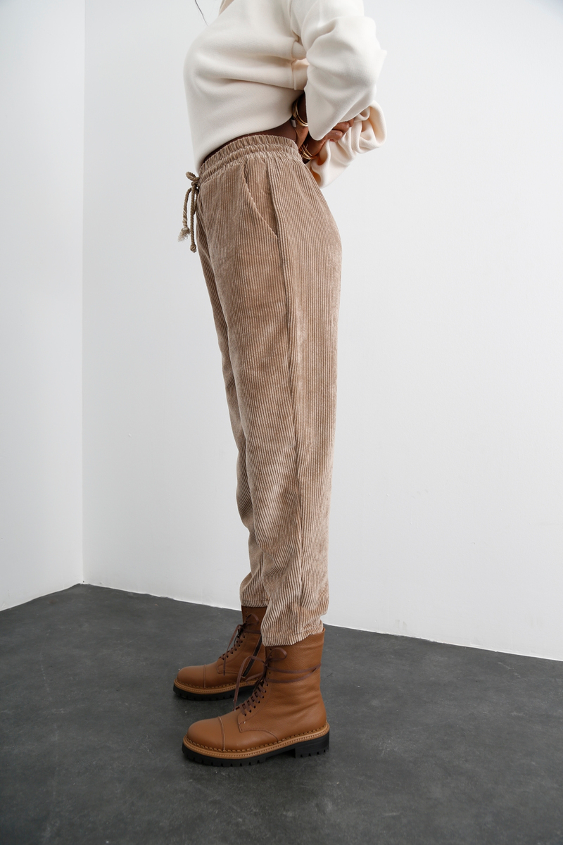 Camel Fitilli Kadife Pantolon 0124