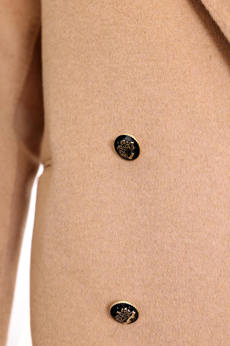 Camel Gold Düğme Detaylı Premium Yün Ceket 