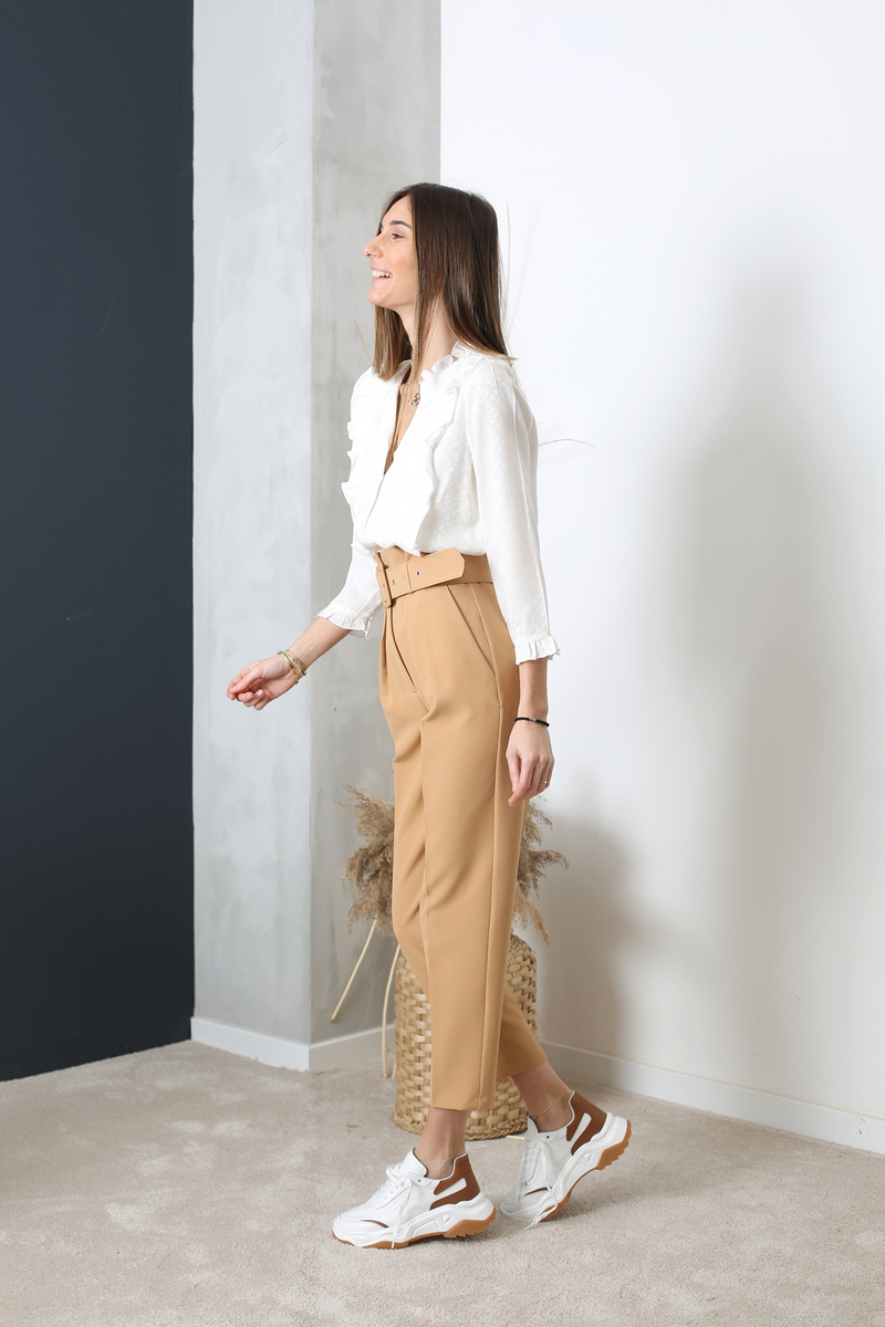Camel Kemerli Havuç Pantolon 1247