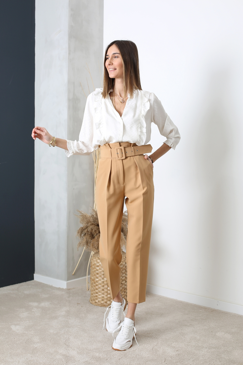 Camel Kemerli Havuç Pantolon 1247