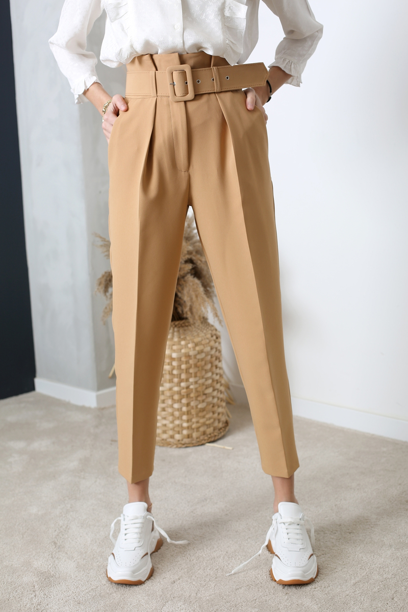 Camel Kemerli Havuç Pantolon 1247