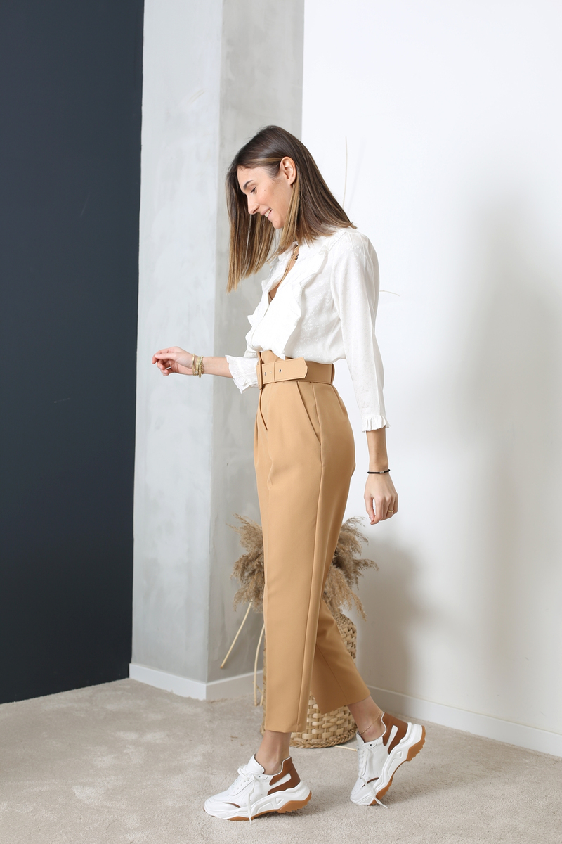 Camel Kemerli Havuç Pantolon 1247