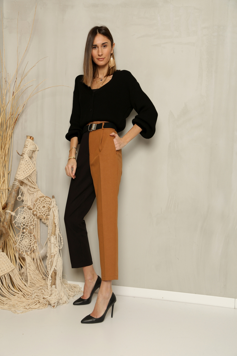 Camel Kemerli İki Renk Pantolon 1358