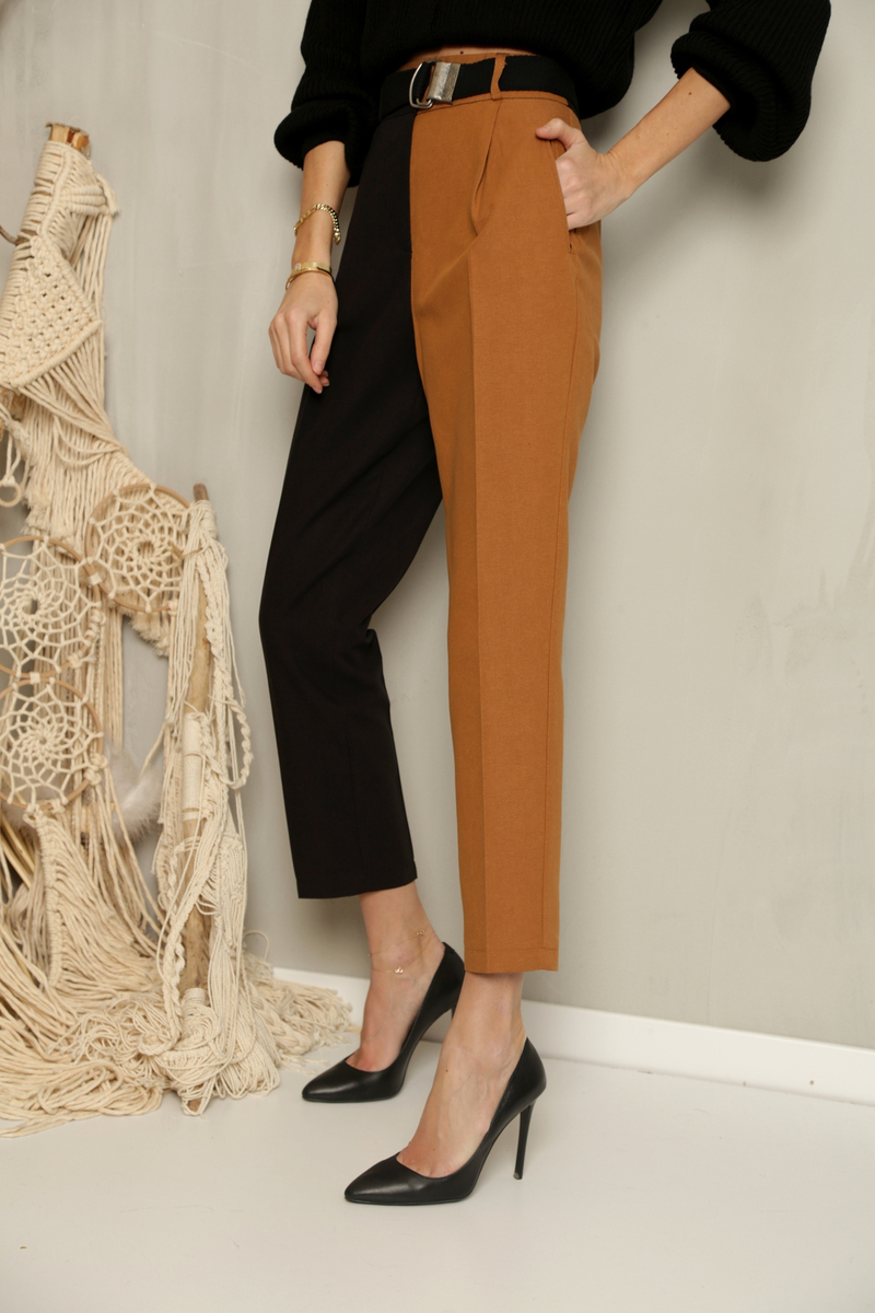 Camel Kemerli İki Renk Pantolon 1358