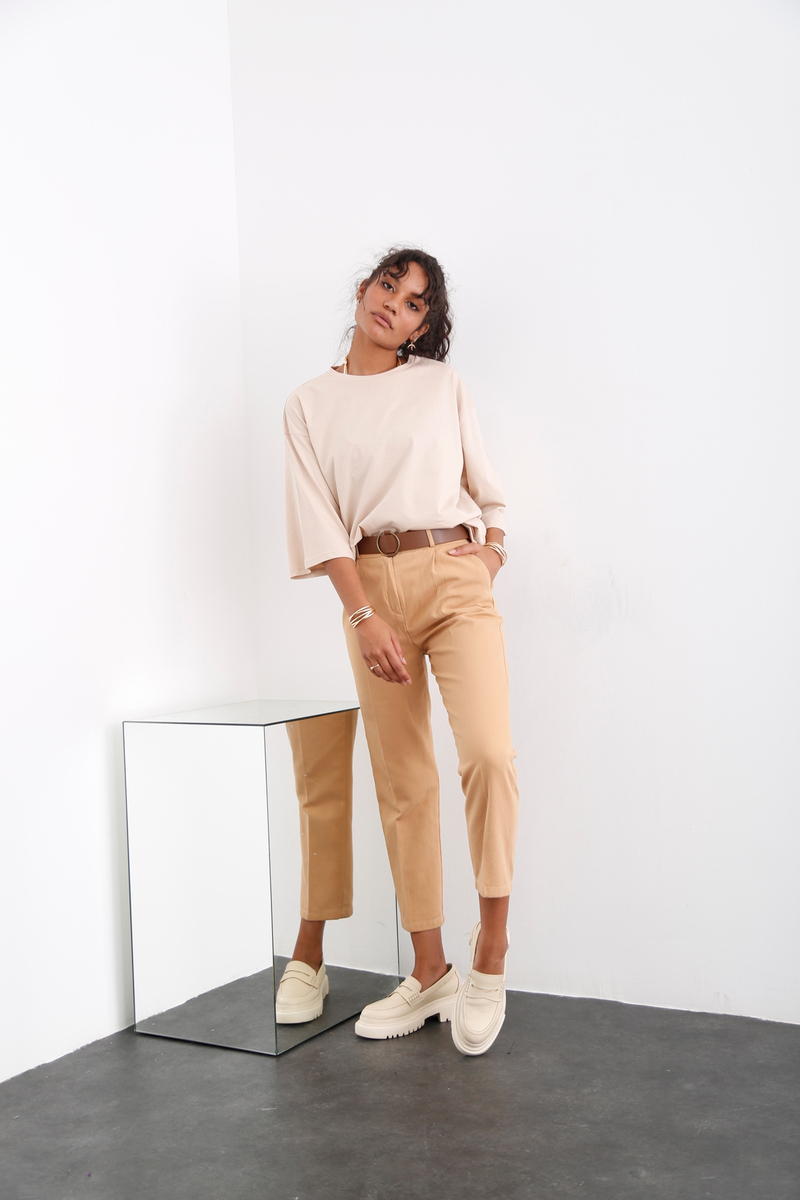 Camel Kendinden Kemerli Pantolon 70755