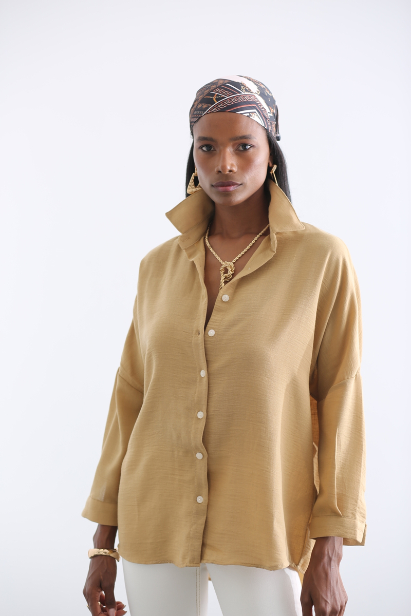 Camel Oversize Gömlek 4476