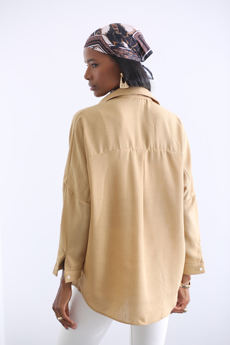 Camel Oversize Gömlek 4476