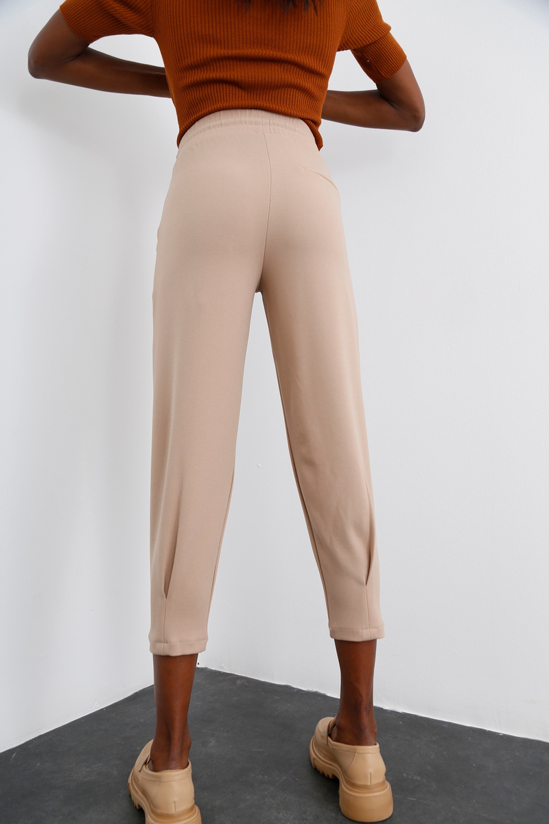 Camel Paçası Pileli Eşofman 3871