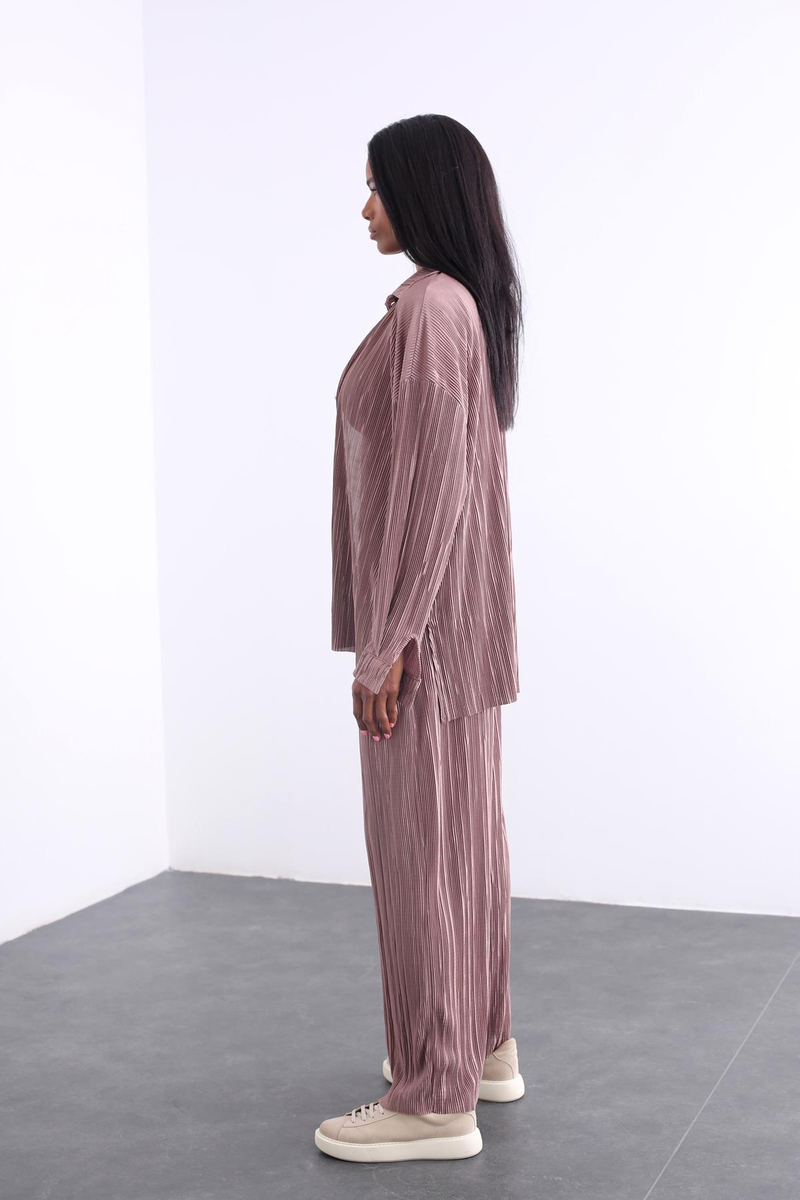 Camel Piliseli Gömlek Pantolon Takım 98401