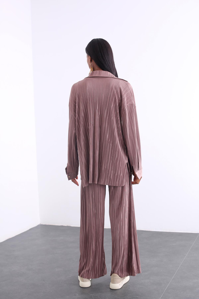 Camel Piliseli Gömlek Pantolon Takım 98401