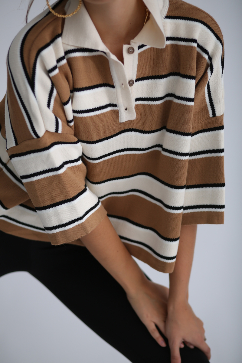 Camel Polo Yaka Kısa Kol Triko 22039