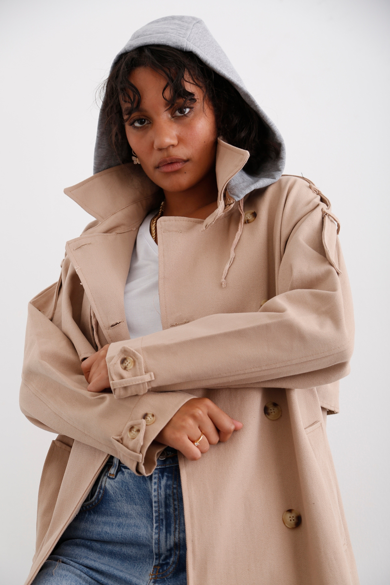 Camel Rüzgarlıklı Trenchcoat 54053