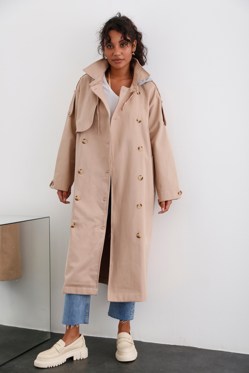 Camel Rüzgarlıklı Trenchcoat 54053