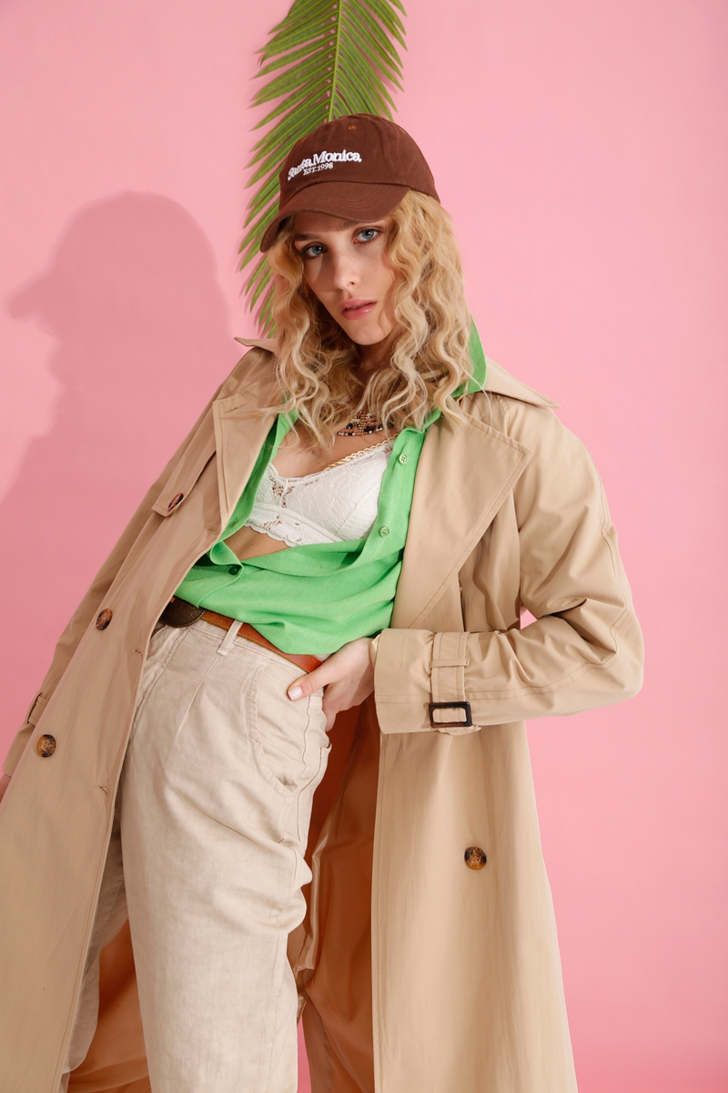 Camel Rüzgarlıklı Trenchcoat D87062