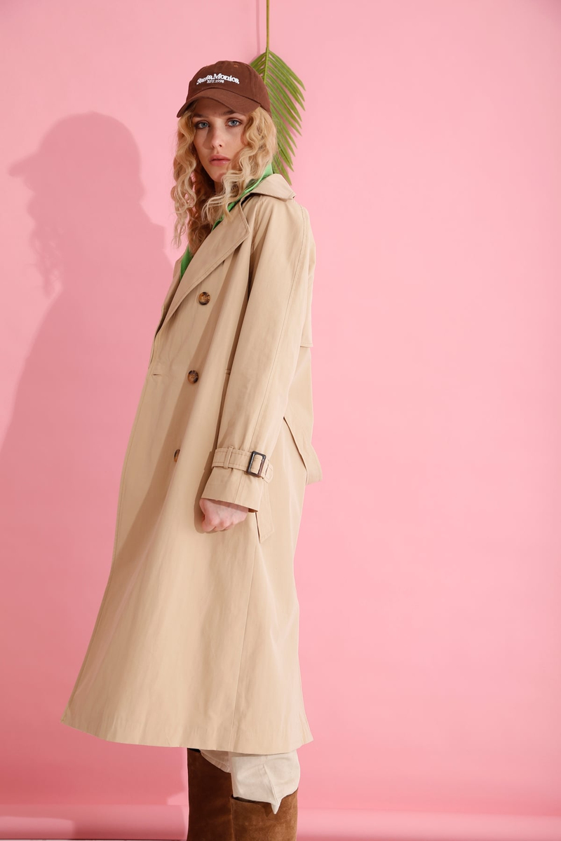 Camel Rüzgarlıklı Trenchcoat D87062