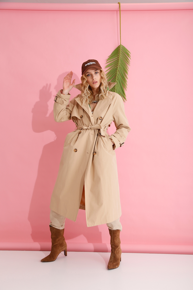 Camel Rüzgarlıklı Trenchcoat D87062