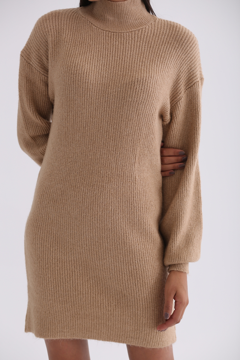 Camel Selanik Örgü Triko Elbise 5669