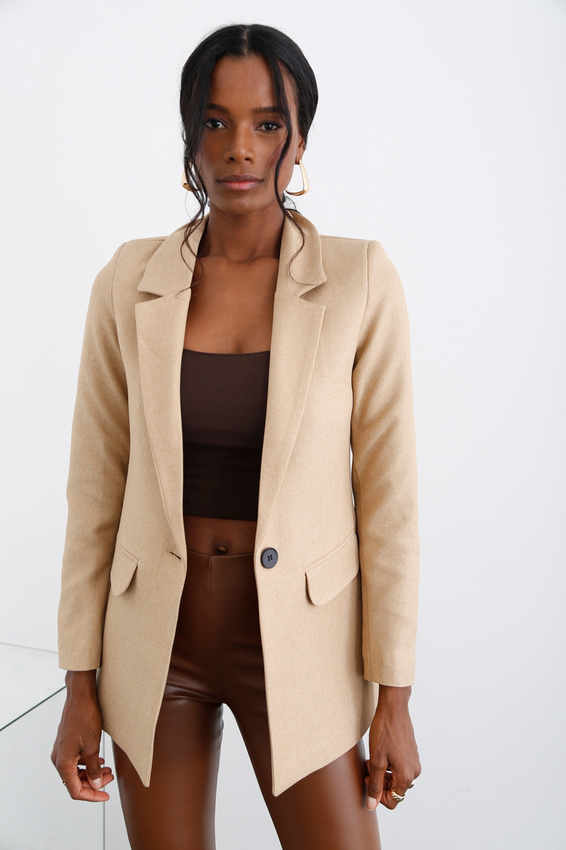 Camel Tek Düğme Blazer Ceket-1 3133-03