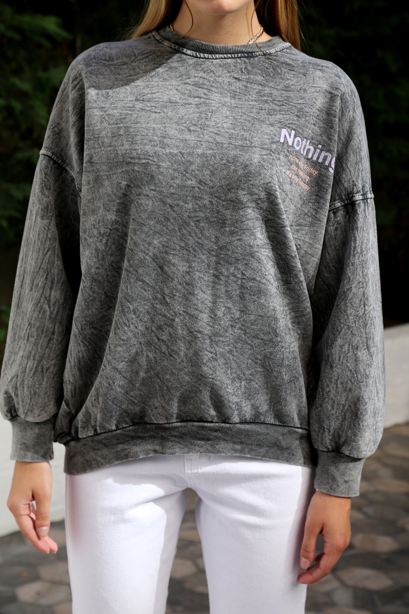 Duman Nothing Baskılı Sweatshirt 7229