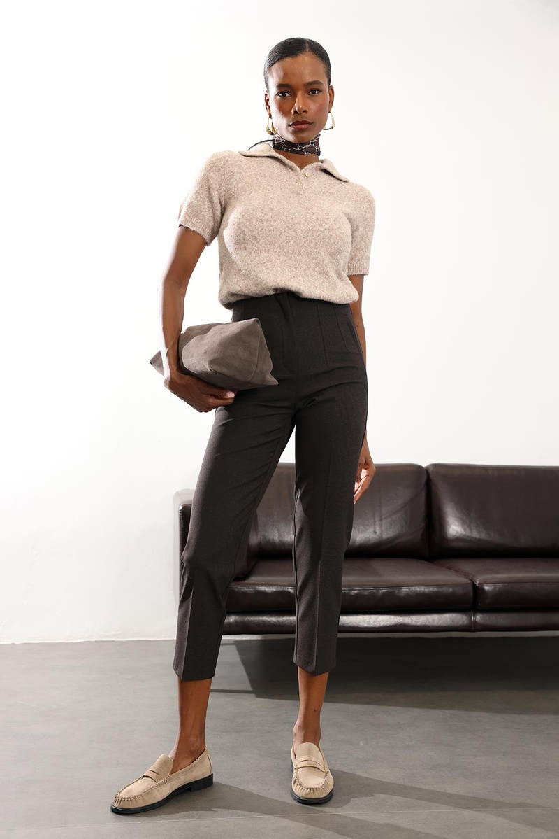 Efektli Kahve Flatolu Pantolon 5113