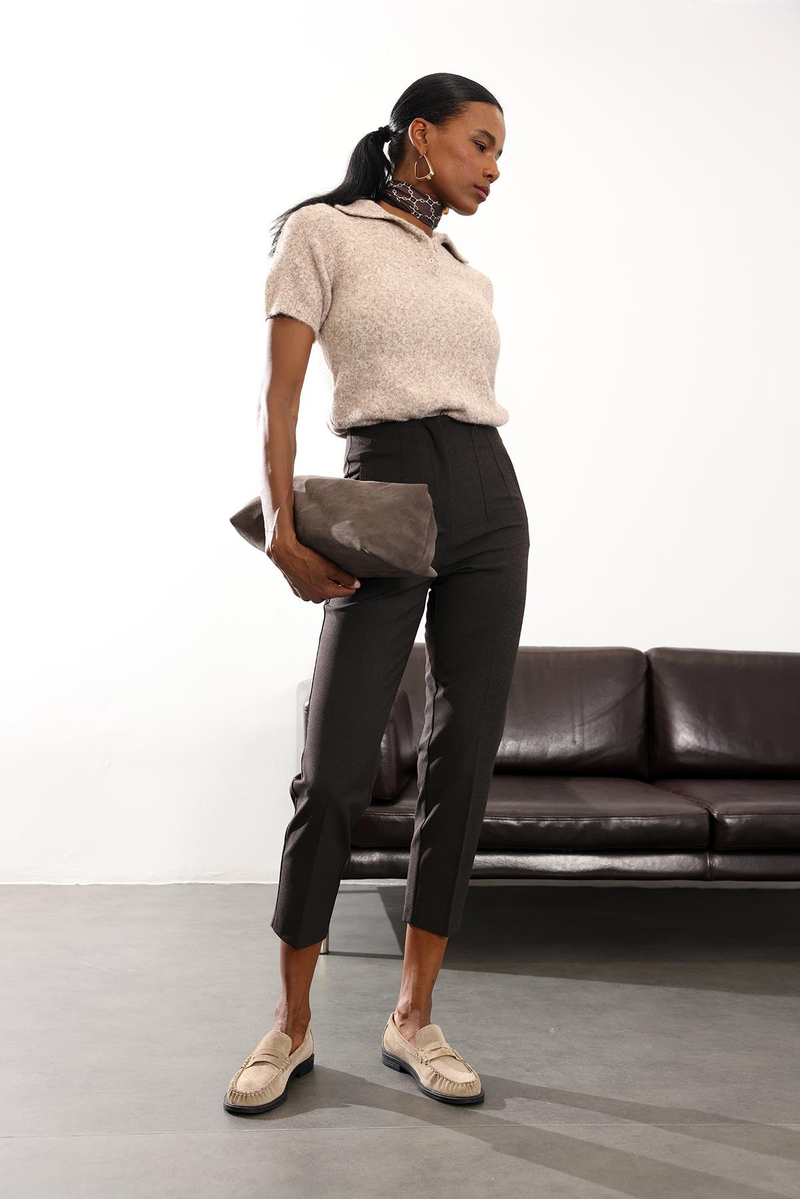 Efektli Kahve Flatolu Pantolon 5113