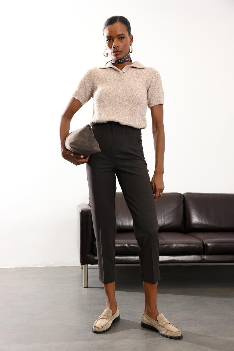 Efektli Kahve Flatolu Pantolon 5113