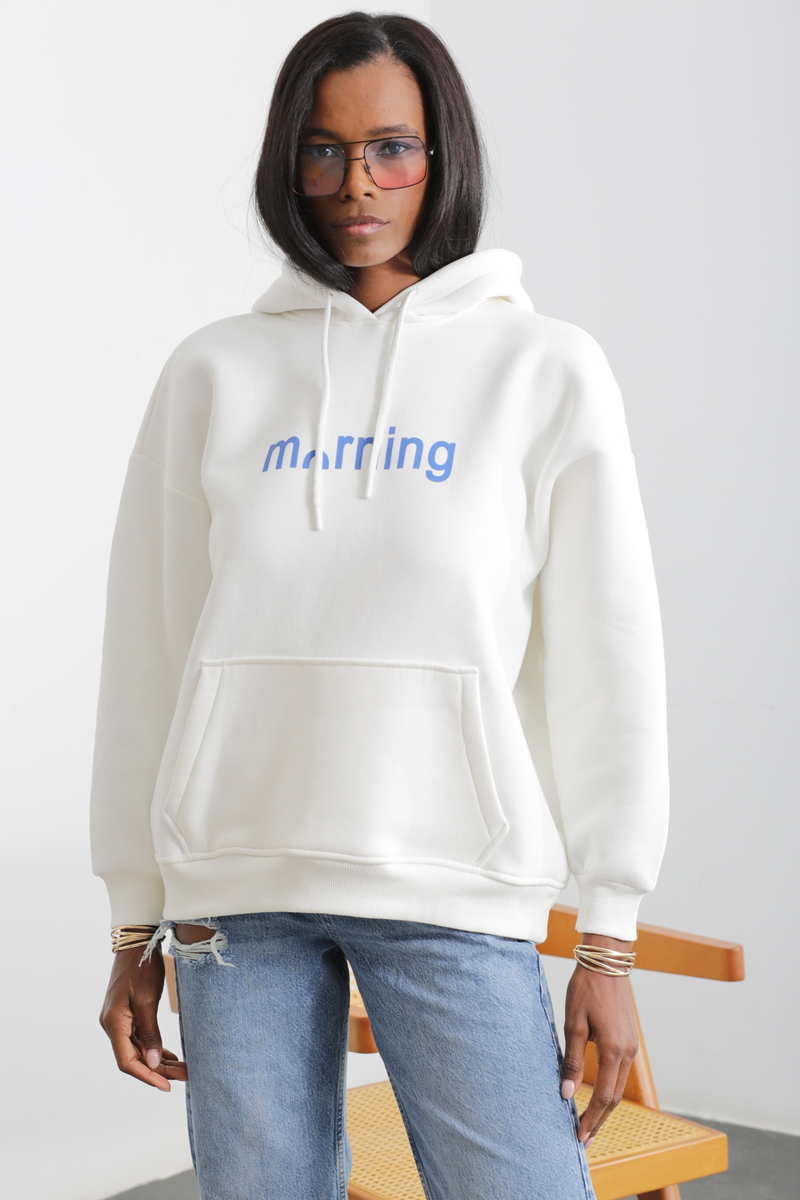 Ekru Baskılı Sweatshirt 1090