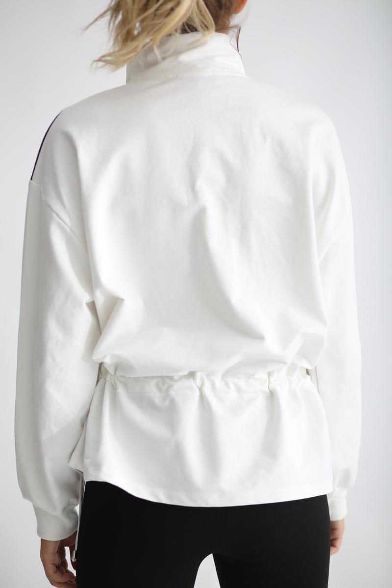Ekru Beli Büzgülü Sweatshirt 25310