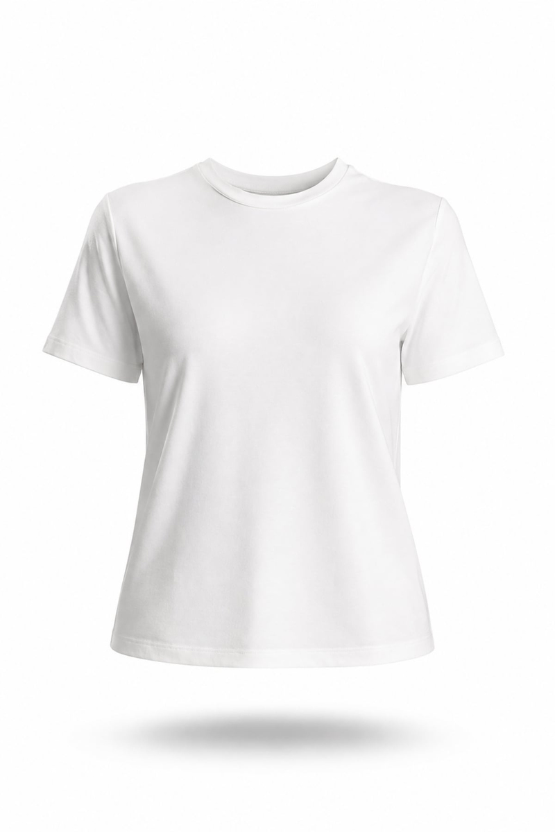 Ekru Bisiklet Yaka Basic Tişört 0002