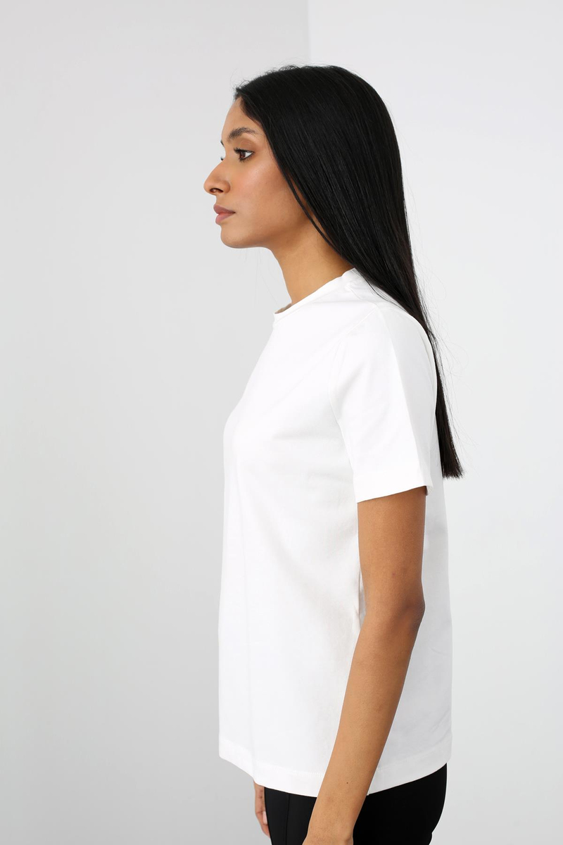 Ekru Bisiklet Yaka Basic Tshirt 