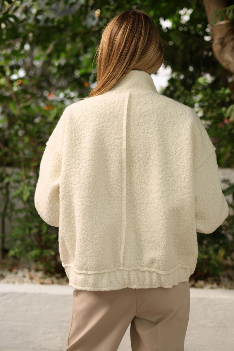 Ekru Buklet Bomber Ceket 54411