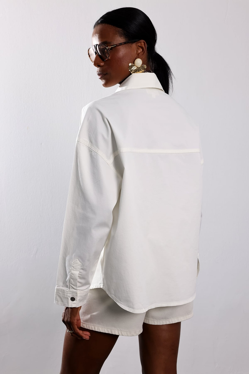 Ekru Cepli Oversize Gömlek 3646