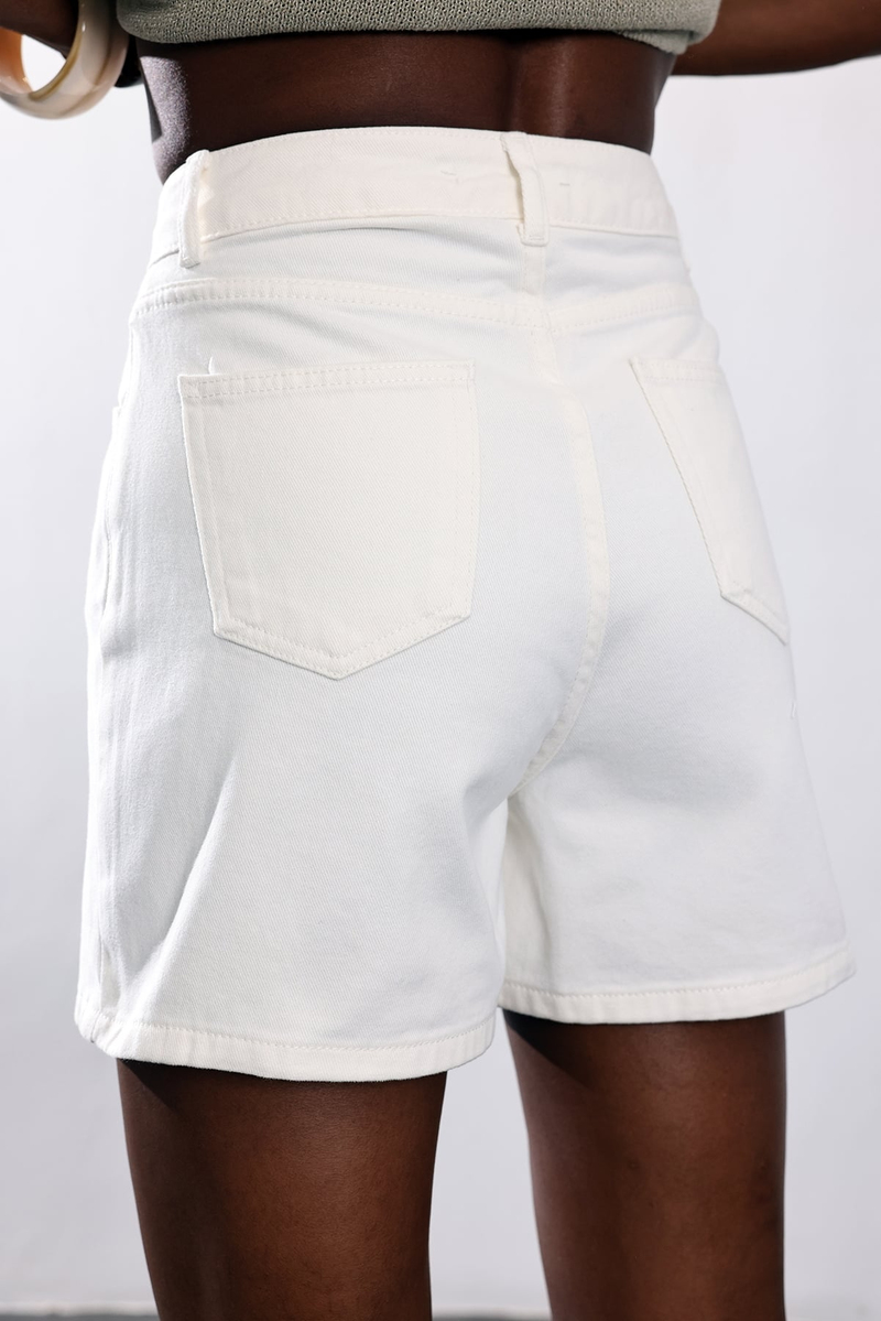 Ekru Denim Şort 1001