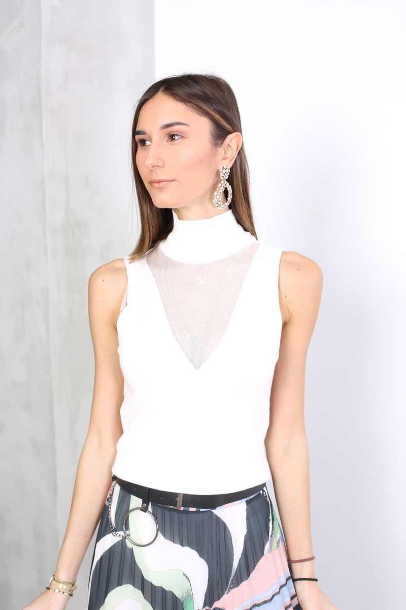 Ekru Dik Yaka Balon Kol Bluz 190071