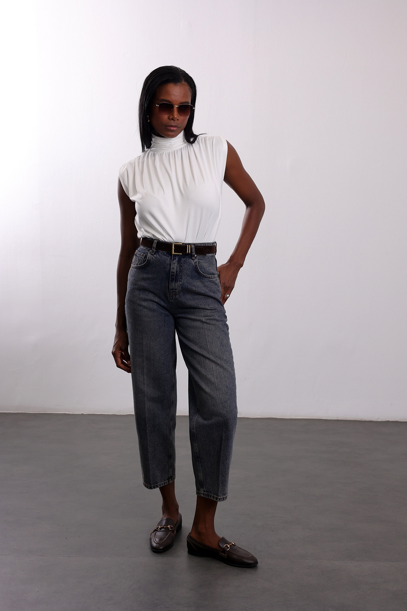 Ekru Dik Yaka Bodysuit 72008