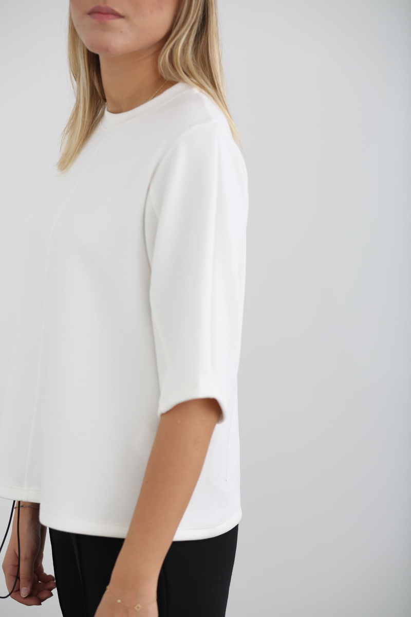 Ekru Dikiş Detaylı Sweatshirt 25387