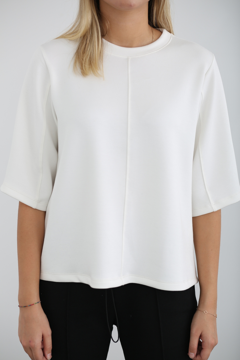 Ekru Dikiş Detaylı Sweatshirt 25387