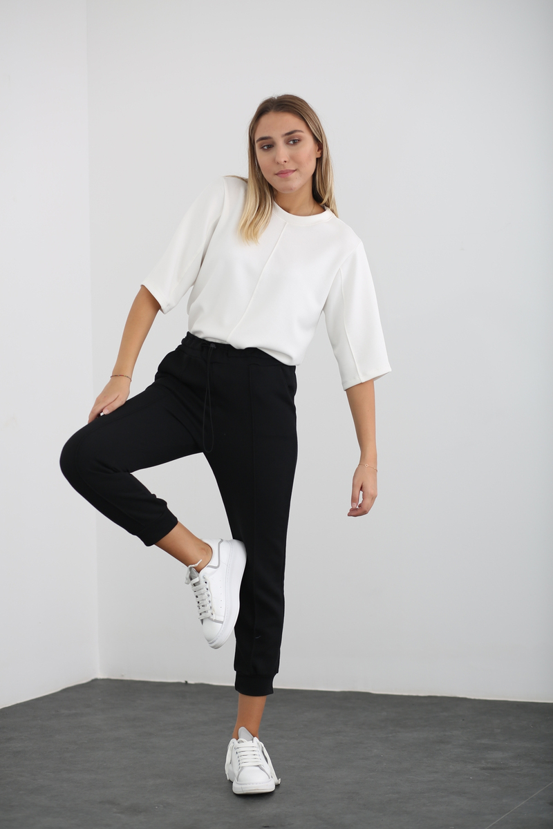 Ekru Dikiş Detaylı Sweatshirt 25387