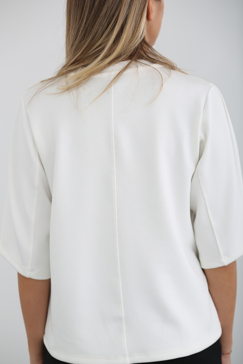 Ekru Dikiş Detaylı Sweatshirt 25387