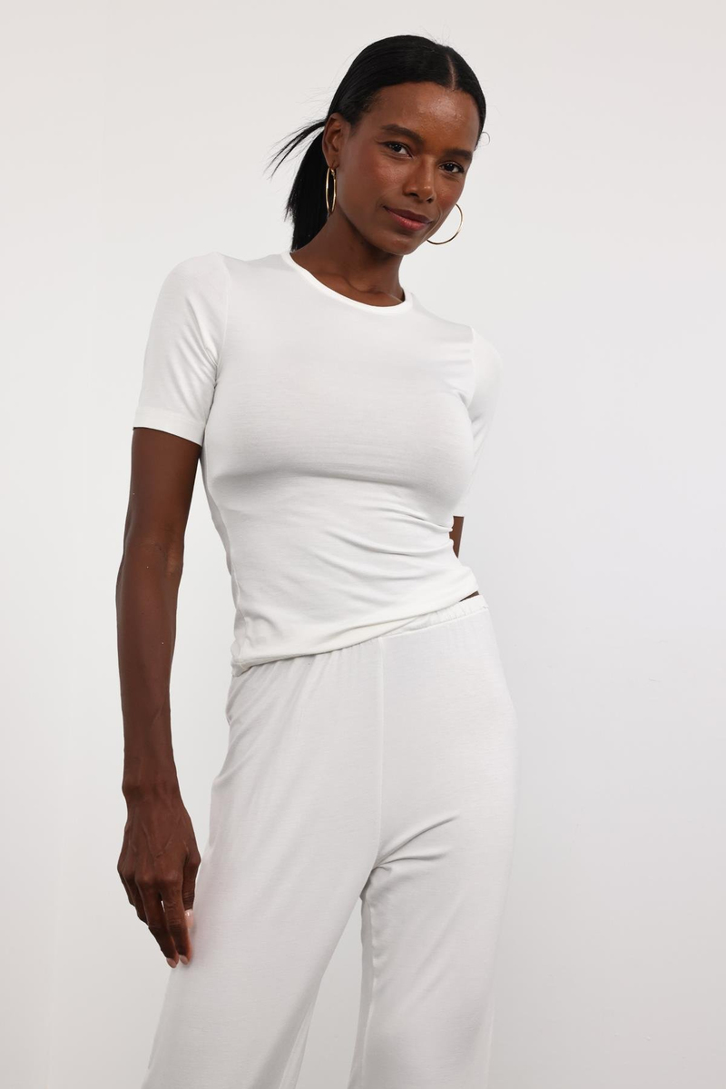 Ekru Dökümlü Yumuşak Pijama Takım 