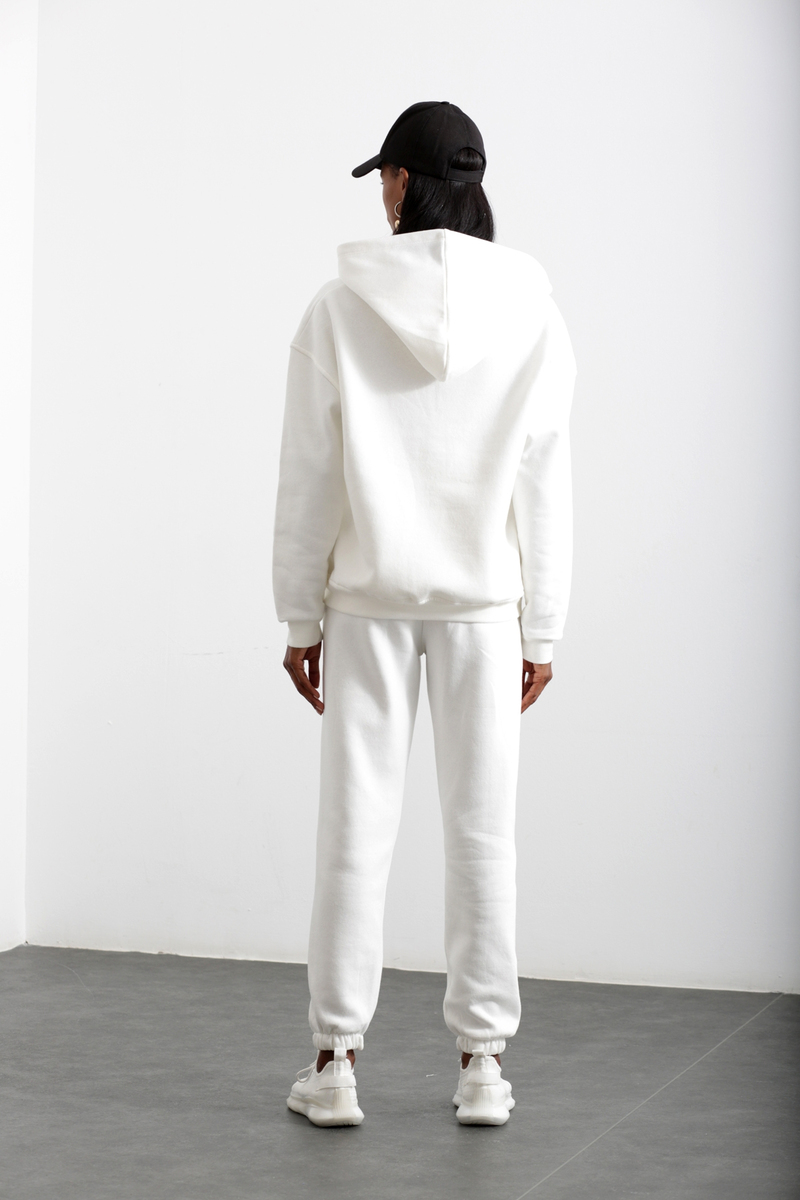 Ekru Fermuarlı Sweatshirt Takım 3830