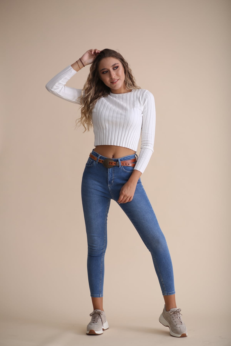 Ekru Fitilli Basic Triko 90718