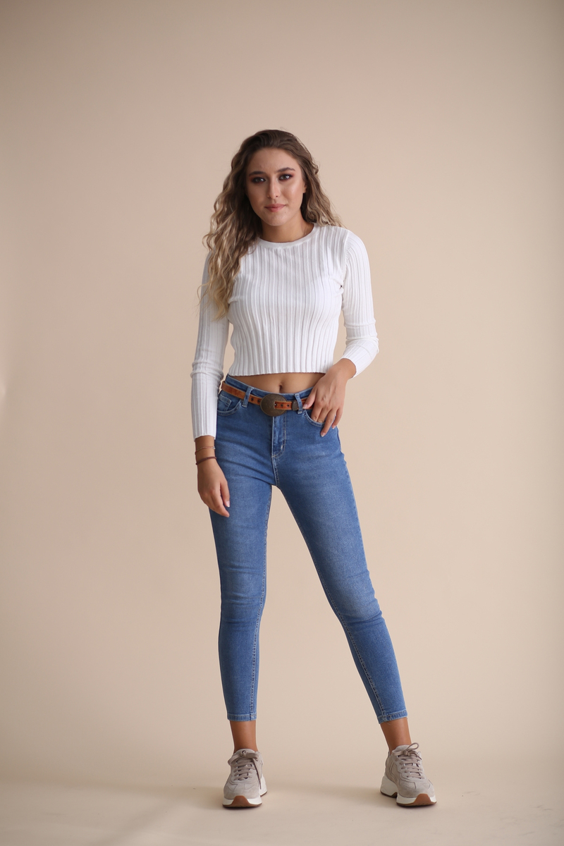 Ekru Fitilli Basic Triko 90718