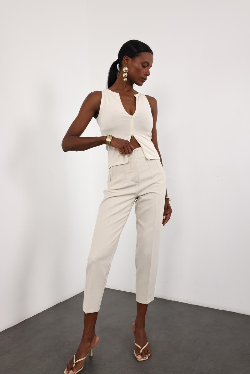 Ekru Flatolu Pantolon 5113