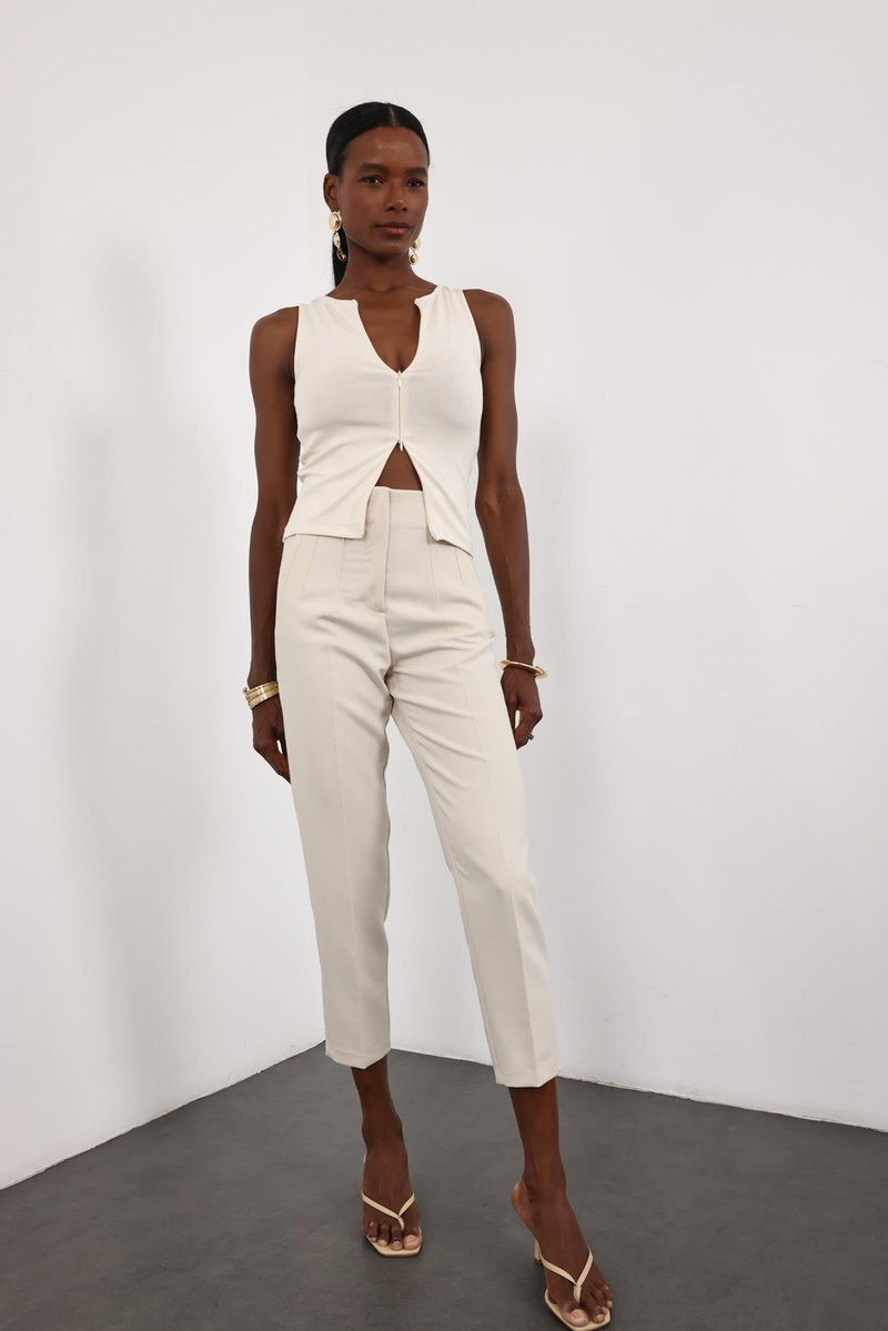 Ekru Flatolu Pantolon 5113