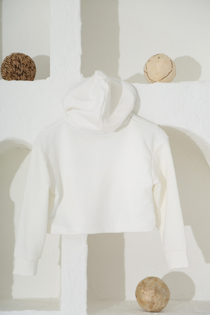 Ekru Focus Baskılı Çocuk Sweatshirt 