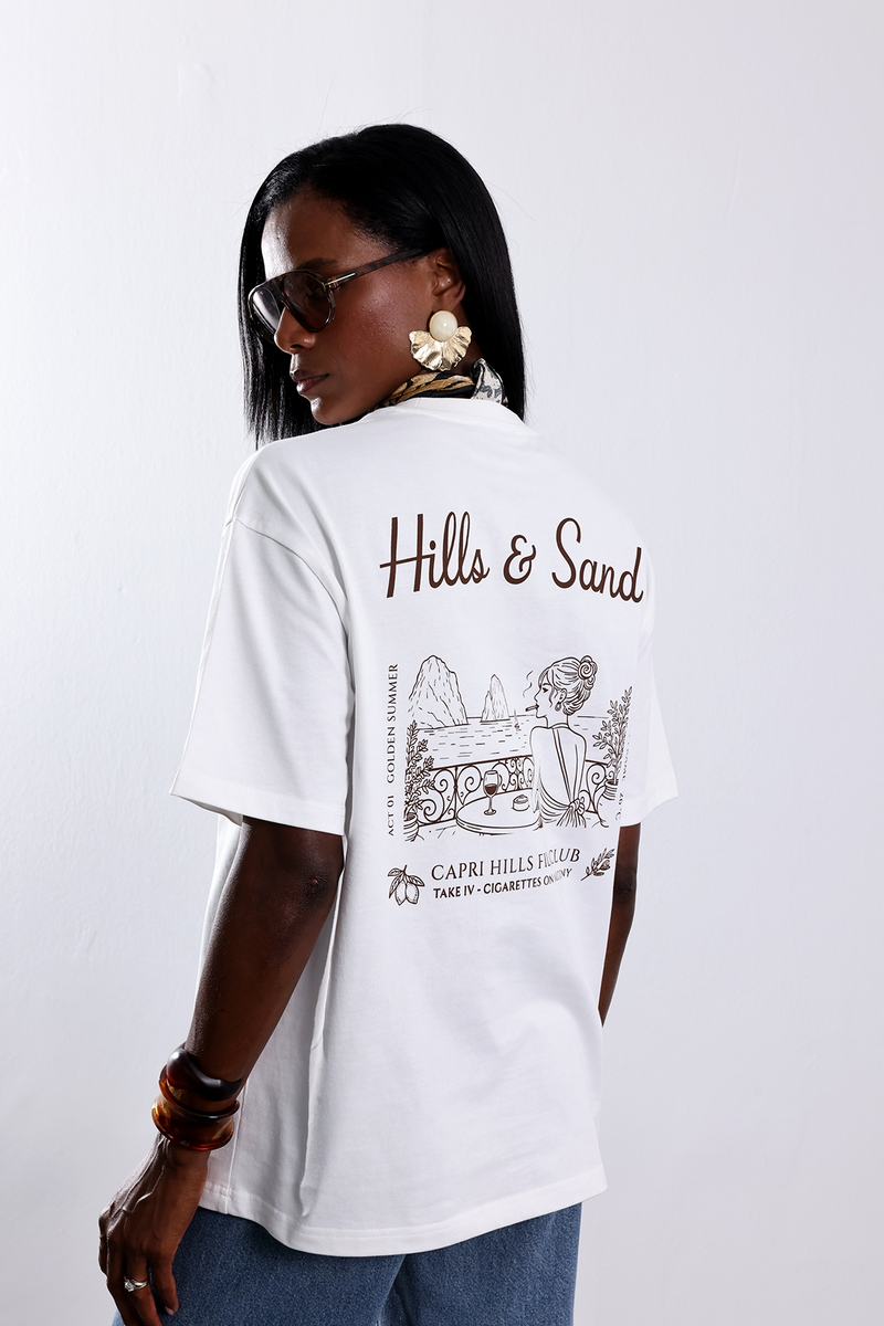 Ekru Hills Sand Baskılı Tişört 
